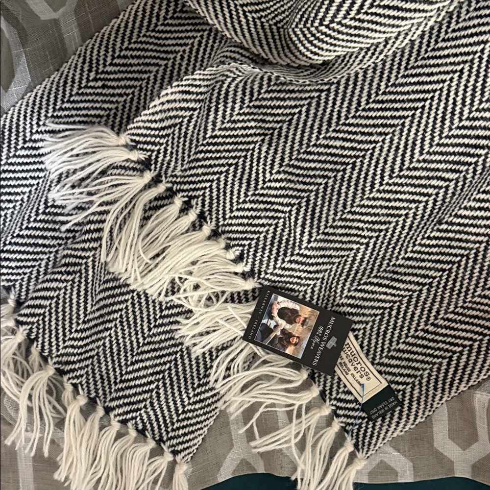 Classic Black and White 100% Alpaca Scarf